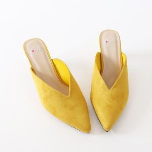 radar faux suede mustard mule